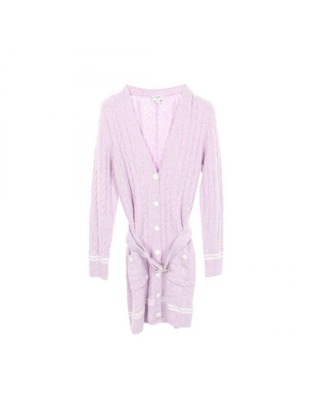 Chanel Cardigan Lion Button Long Purple Cotton